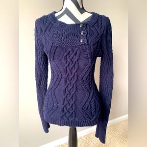 Navy nautical inspired chunky knit sweater